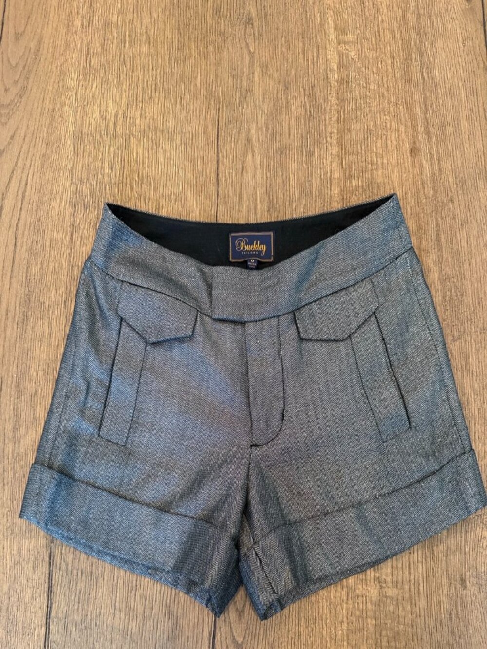 Madewell Tailored Grey Herringbone Shorts Women’s Sz 0 High Waisted Shorts